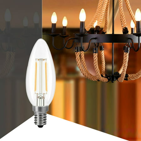 Honorall 2W LED Light Bulb 2700K Warm White E14 Base Candelabra Bulb LED Lamp 20W Equivalent Clear Filament Vintage Style LED Light Bulb 